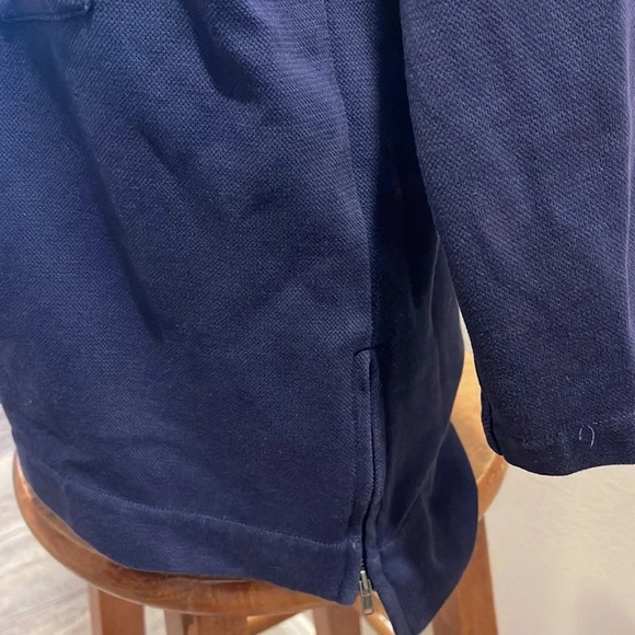 Madewell - Side Zip Piqué Sweatshirt Top - Navy Blue - Three Qtr Sleeves - Small - Picture 7 of 10